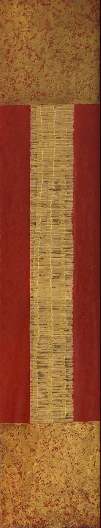 Quadro verticale dorato e rosso